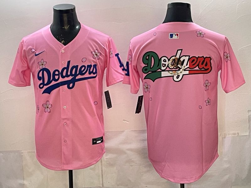 Men Nike 2026 Los Angeles Dodgers Blank Pink Sakura Edition Game MLB Jersey 005